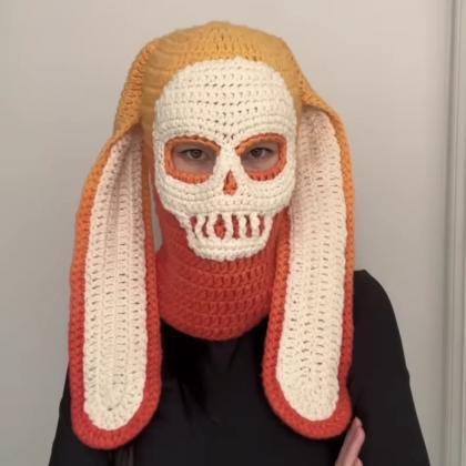Halloween Balaclava Rabbit Ears Spooky Knit Masked..