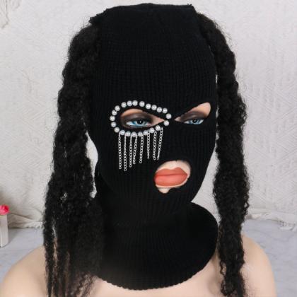 Crochet Floppy Hat Winter Funny Pullover Masked..
