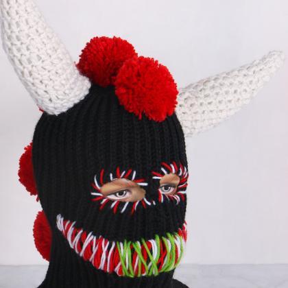 Halloween Horn Devil Hat Women Autumn And Winter..