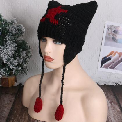 Japanese Beanie Hat Girls Y2k шапка Cat Ear..