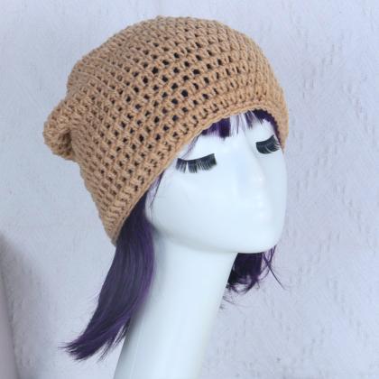 Fashion Striped Loose Woolen Knitted Hat Ear..