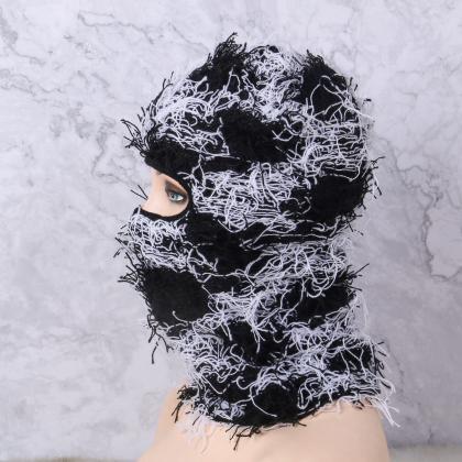 1pcs Balaclava Distressed Knitted Caps Full Face..