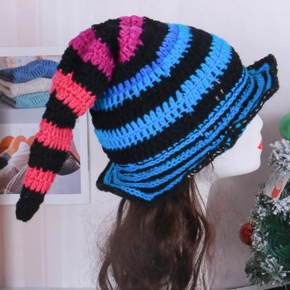 Knitted Witch Hat For Halloween Party Adult Unisex..