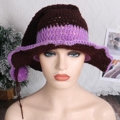 Women Wool Felt Bucket Hat Autumn Winter Witch..