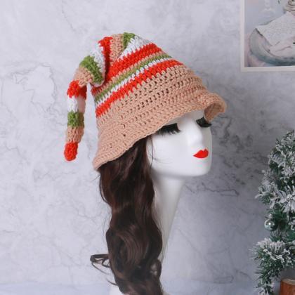 Women Hat Knitted Halloween Witch Hats Party..
