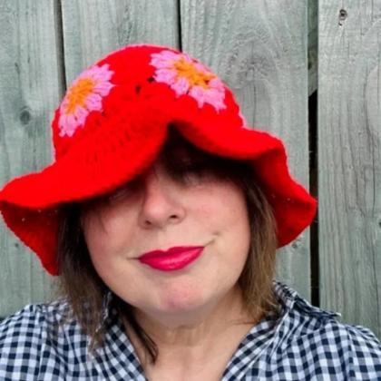 Summer Hollow Crochet Flower Fisherman Hat Women..
