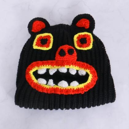 Cute Funny Ski Mask Knitted Creative Panther Hat..