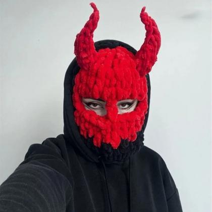 Devil Horns Beanie Knit Hats Halloween Warm Winter..