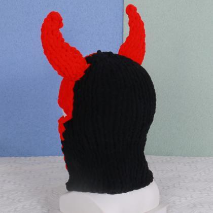 Devil Horns Beanie Knit Hats Halloween Warm Winter..