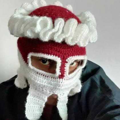 2023 Christmas Wool Knit Hat Mask Men Women Funny..