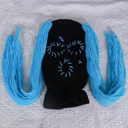 M2ea Knitted Caps With Wigs Decorations Pranky..