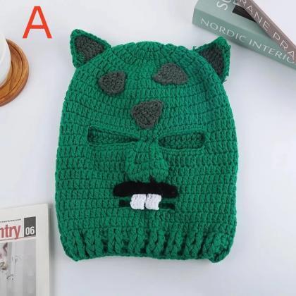Funny Ski Mask Knitted Creative Robber Hat Y2k..