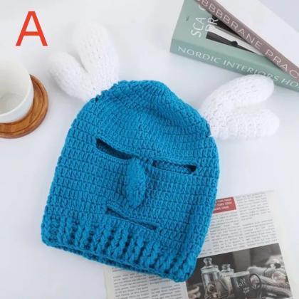 Cute Funny Ski Mask Knitted Creative Robber Hat..