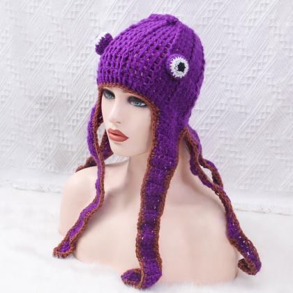 Creative Octopus Hat Autumn Winter Crochet Wool..
