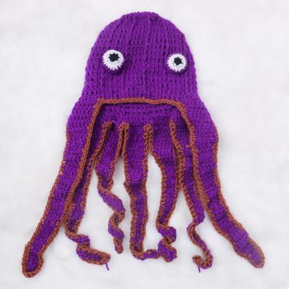 Creative Octopus Hat Autumn Winter Crochet Wool..
