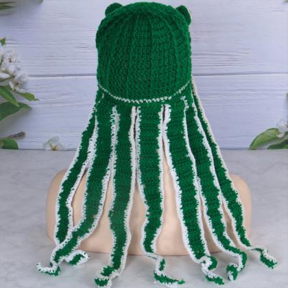 Octopus Beard Knit Wool Hat Hand Weave Men..