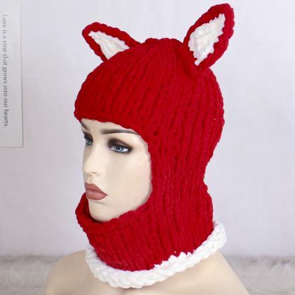 Warm Winter Cap Knitted Woolen Hat Breathable..