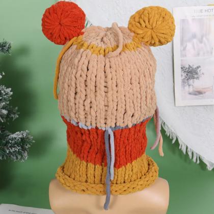 Adult Knitted Balaclava With Ears Hat Novelty..