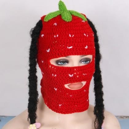 Cute Full Face Cover Ski Mask Hat Strawberry..