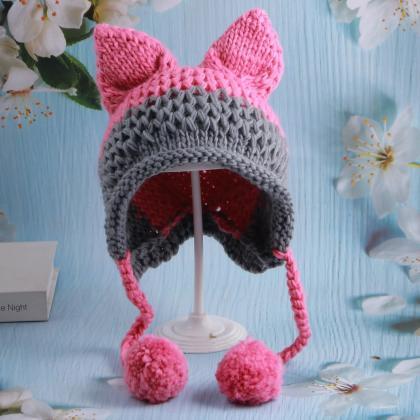Adult Cute Demon Horn Hat Autumn And Winter Warm..