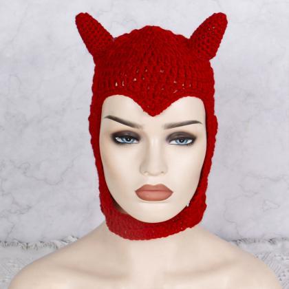 Puloru Halloween Hat Women Men Horn Shape Red..