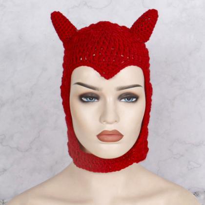 Puloru Halloween Hat Women Men Horn Shape Red..