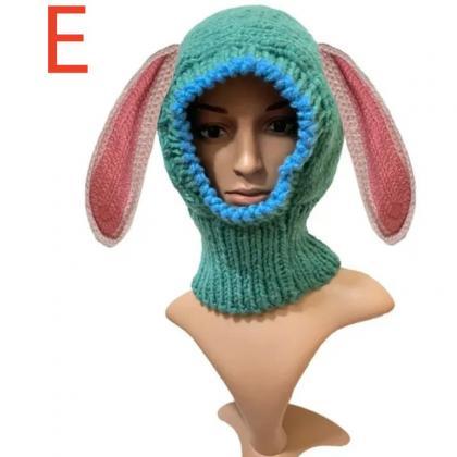 Cute Long Rabbit Ears Bunny Hat+bib Balaclava Gift..