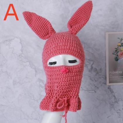 Cute Rabbit Ears Knitted Hats Women Beanie Long..