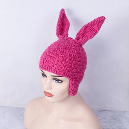 Girl Cute Rabbit Ear Hat Hand Knitted Cat Ears..
