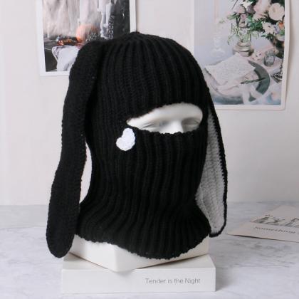 Halloween Knitted Balaclava Long Bunny Ears Hat..