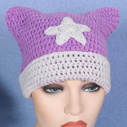 Beanie Hat For Women Little Devil Striped Knitted..