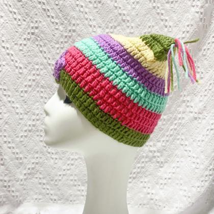 Y2k Crochet Handmade Cat Ear Hat Soft Winter..