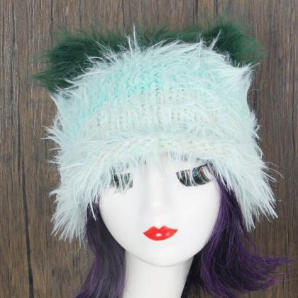 Autumn And Winter Imp Stripe Knitted Wool Hat Mink..