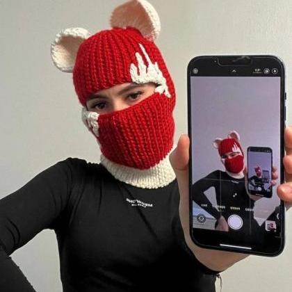 Cute Full Face 모자 Cover Ski Mask Hat With Bear..