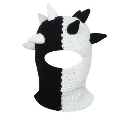 Unisex Warm Winter Caps Devil Horns Sewed Mouth..