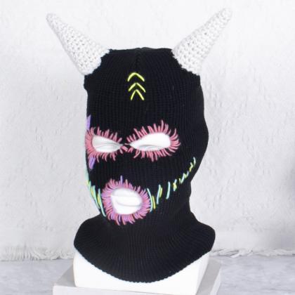 Halloween Funny Horns Creative Knitted Hat Beanies..