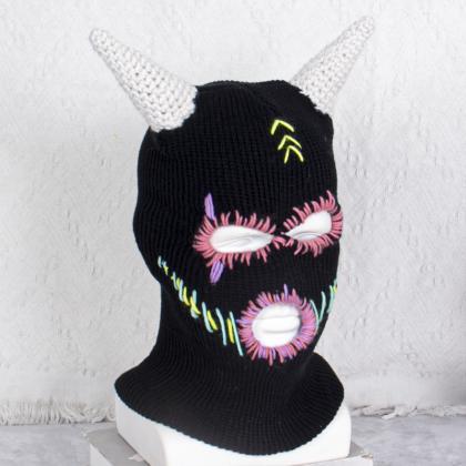 Halloween Funny Horns Creative Knitted Hat Beanies..