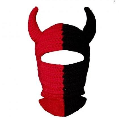 Men Halloween Balaclava Devil Horn Hat Women..