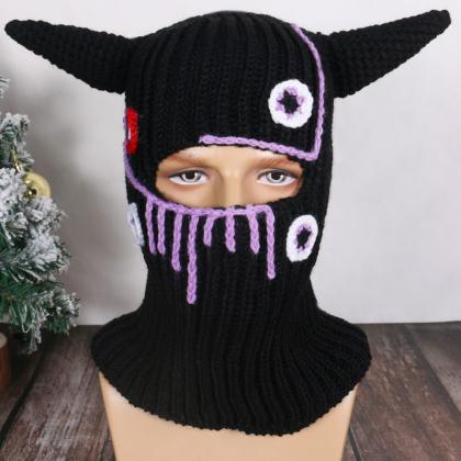 Halloween Funny Horns Knitted Hat Beanies Warm..