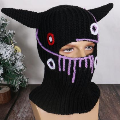 Halloween Funny Horns Knitted Hat Beanies Warm..