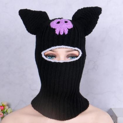 Cat Ears Women Hat Knitted Acrylic Warm Winter..