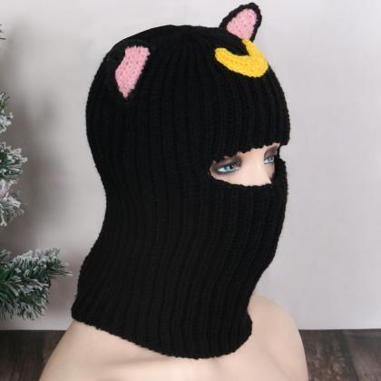 Handwoven Balaclava Hat For Female Knitted..