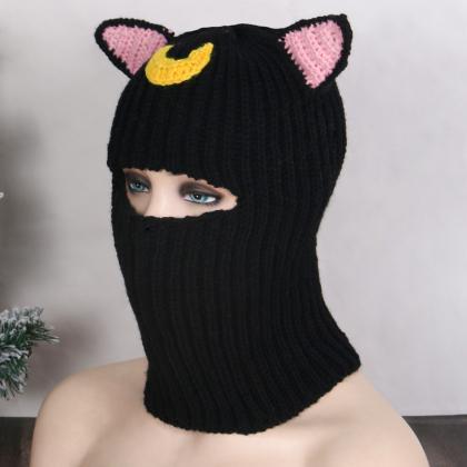 Handwoven Balaclava Hat For Female Knitted..