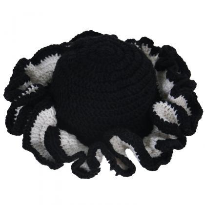 Handmade Ruffled Brim Crochet Fisherman Hat Winter..