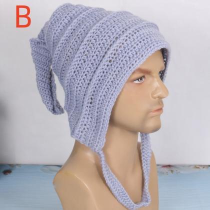 2023 Rabbit Ears Beanies Hat Adult Spring And..