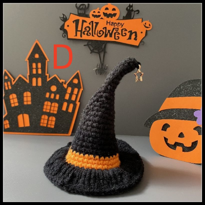Halloween Witch Hat Black Handmade Crochet Doll..
