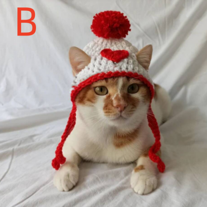 Pet Cat Headwear Knitted Two Love Headgear Pet..