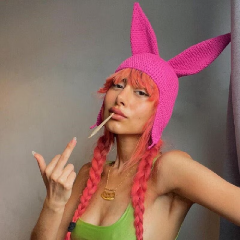 Louise Belcher Bright Pink Bunny Hat, Bunny Ears Hat Worn By Louise Belcher, Bobs Burgers Bunny Hat Inspired By Louise Belcher