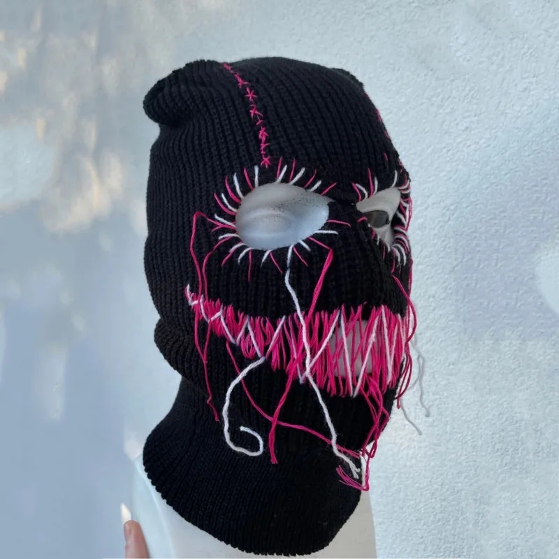 Balaclava Distressed Halloween Balaclava Funny Balaclava Face Mask Scary Balaclava Hooded Party Hat Knitted Hat Beanies