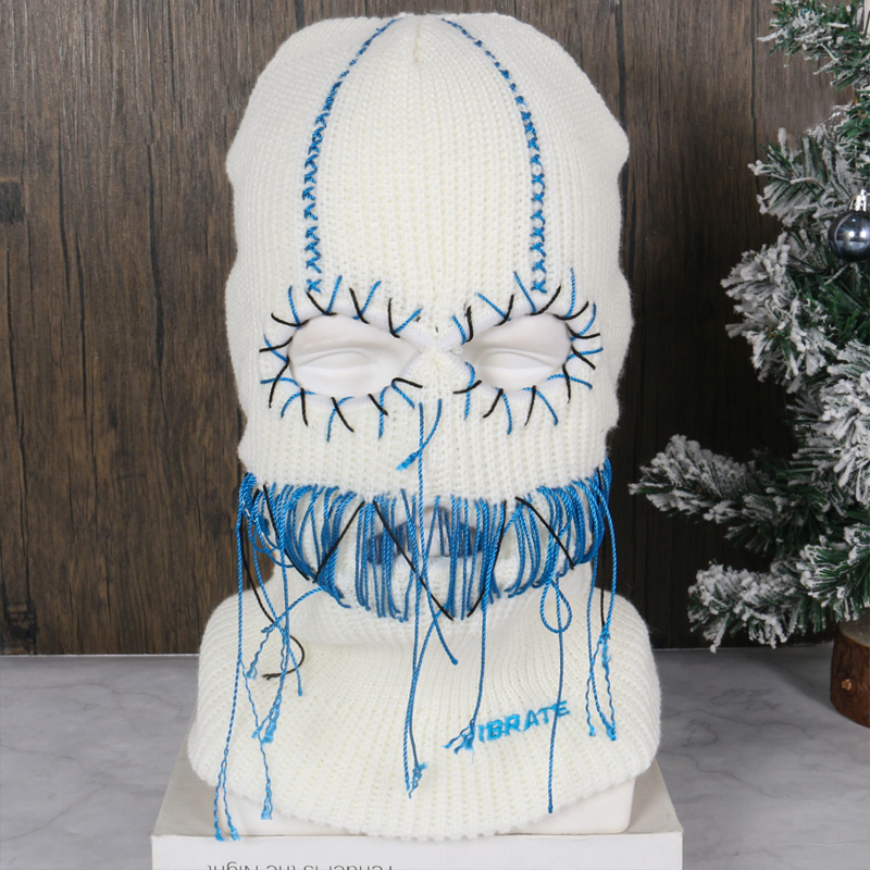 Balaclava Hat Horrid Skull Cap Crocheted Hat For Women Men Picture Props Scary Robber Cap Cosplay Halloween Party Dropship